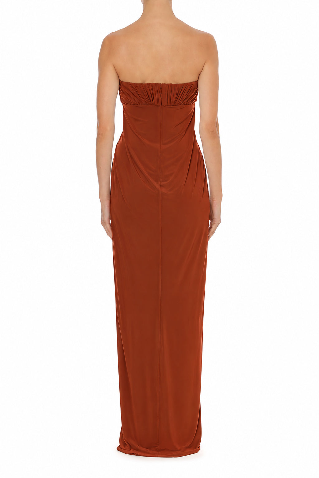 Robe Longue Bustier Drapée - Brown