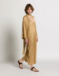 Robe caftan en maille lurex dorée - Gold