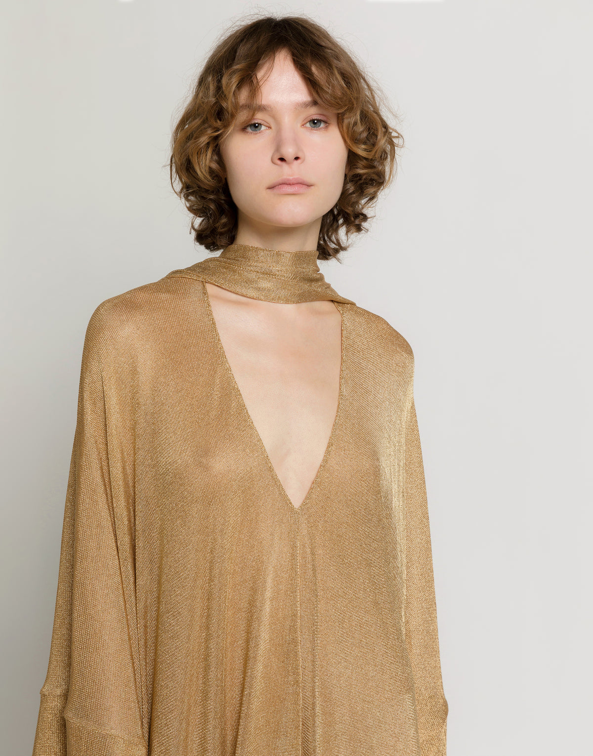 Robe caftan en maille lurex dorée - Gold
