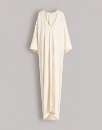 Longue robe caftan avec large encolure en V  - Ivory