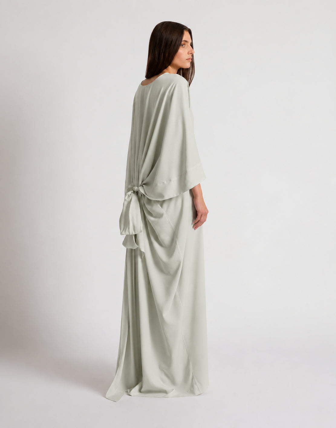 Longue robe caftan avec large encolure en V  - Light blue
