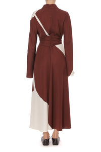 Robe longue imprimée en twill de viscose - Brown