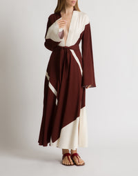 Robe longue imprimée en twill de viscose - Brown