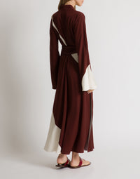 Robe longue imprimée en twill de viscose - Brown