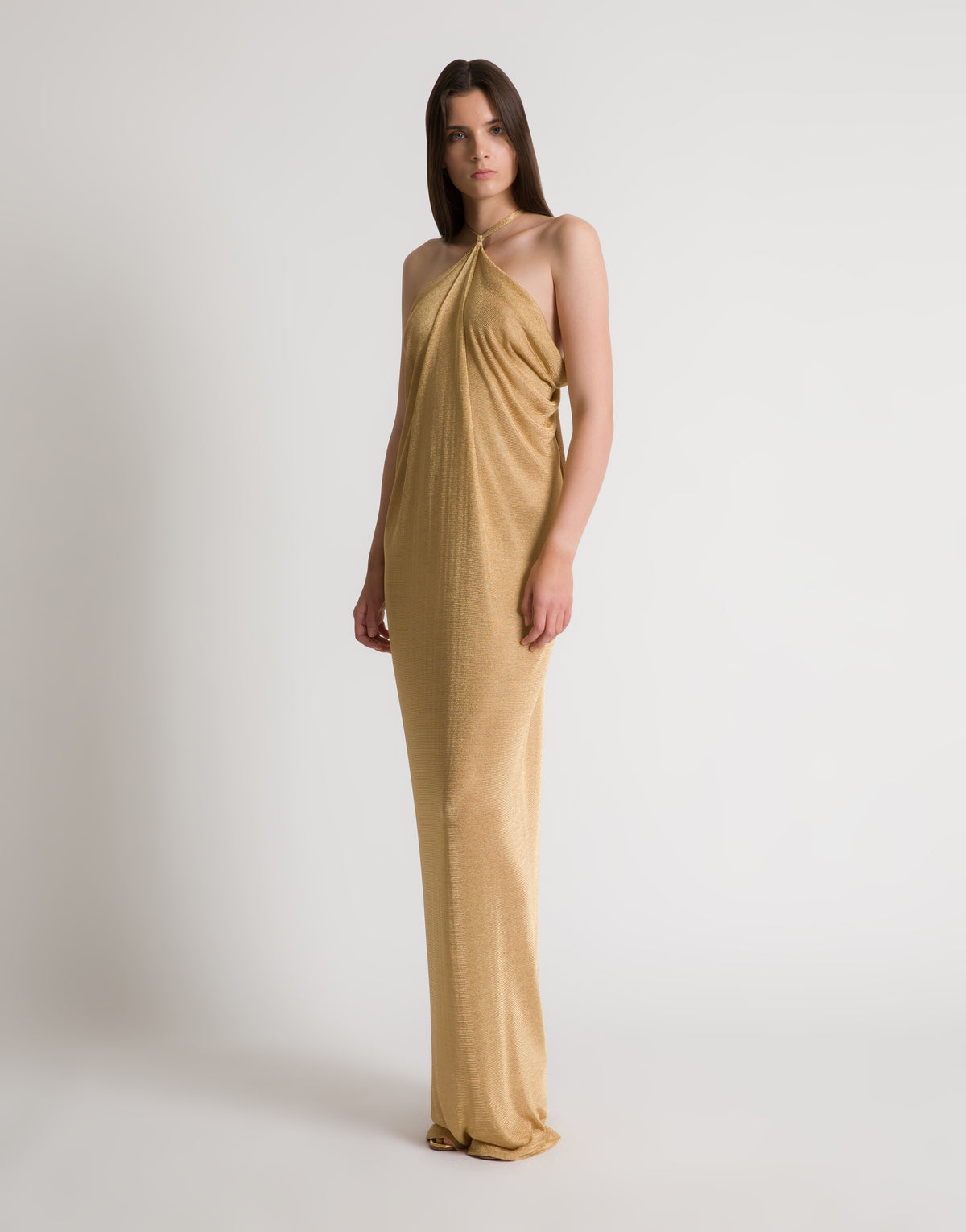 Longue robe en lurex doré avec dos nu - Gold