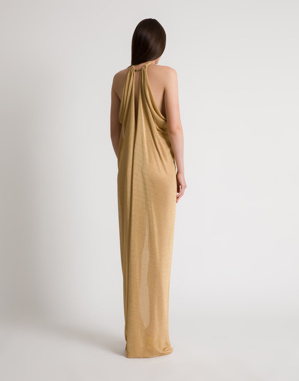 Longue robe en lurex doré avec dos nu - Gold