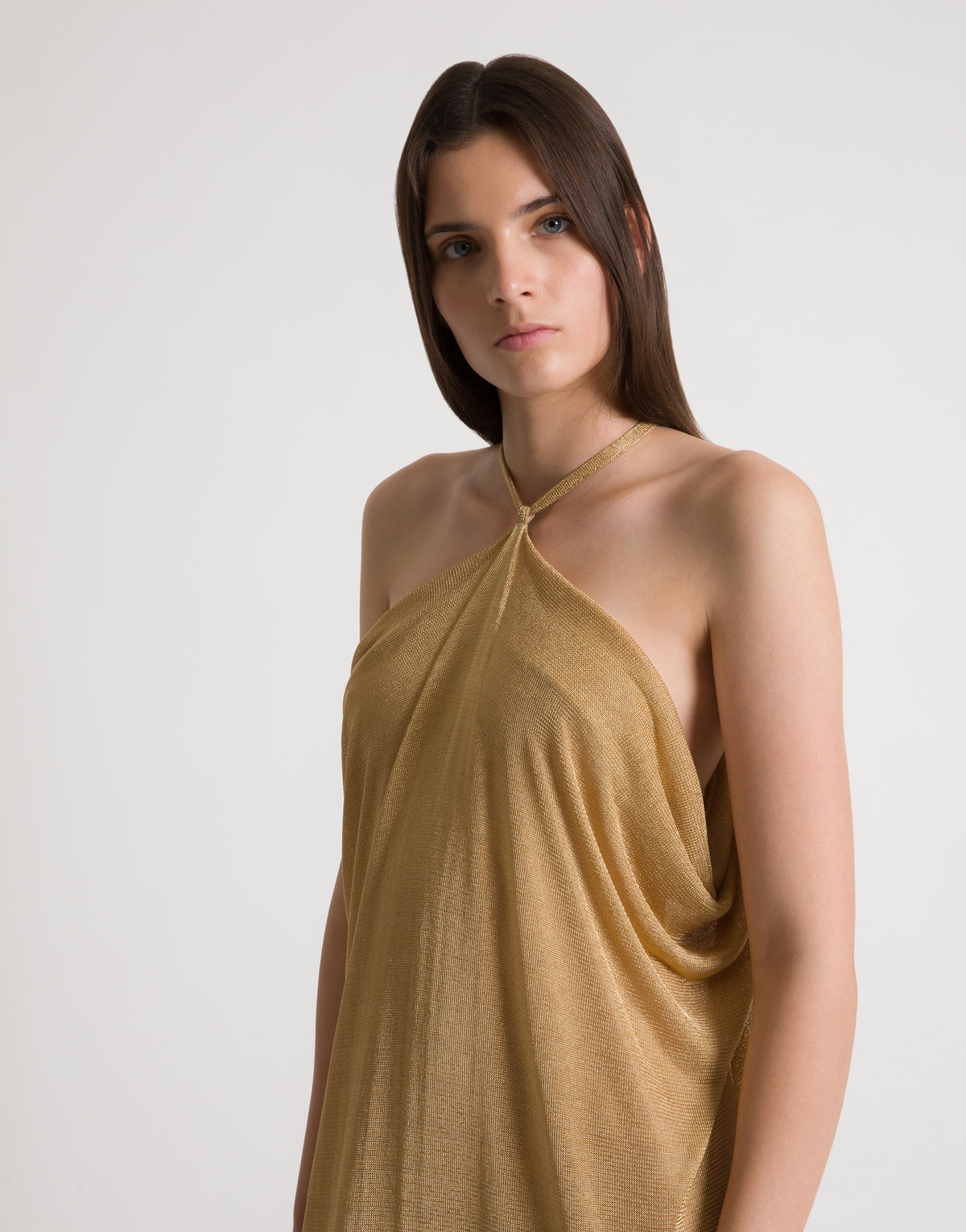 Longue robe en lurex doré avec dos nu - Gold