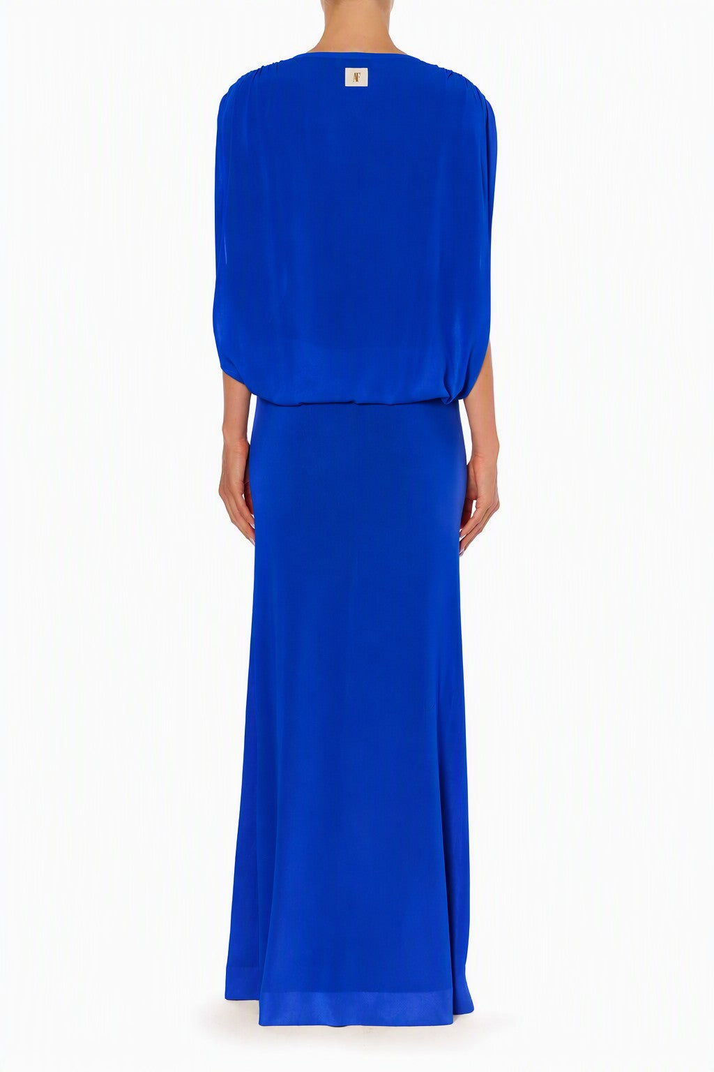 Robe Longue à Décolleté V Drapé - Blue