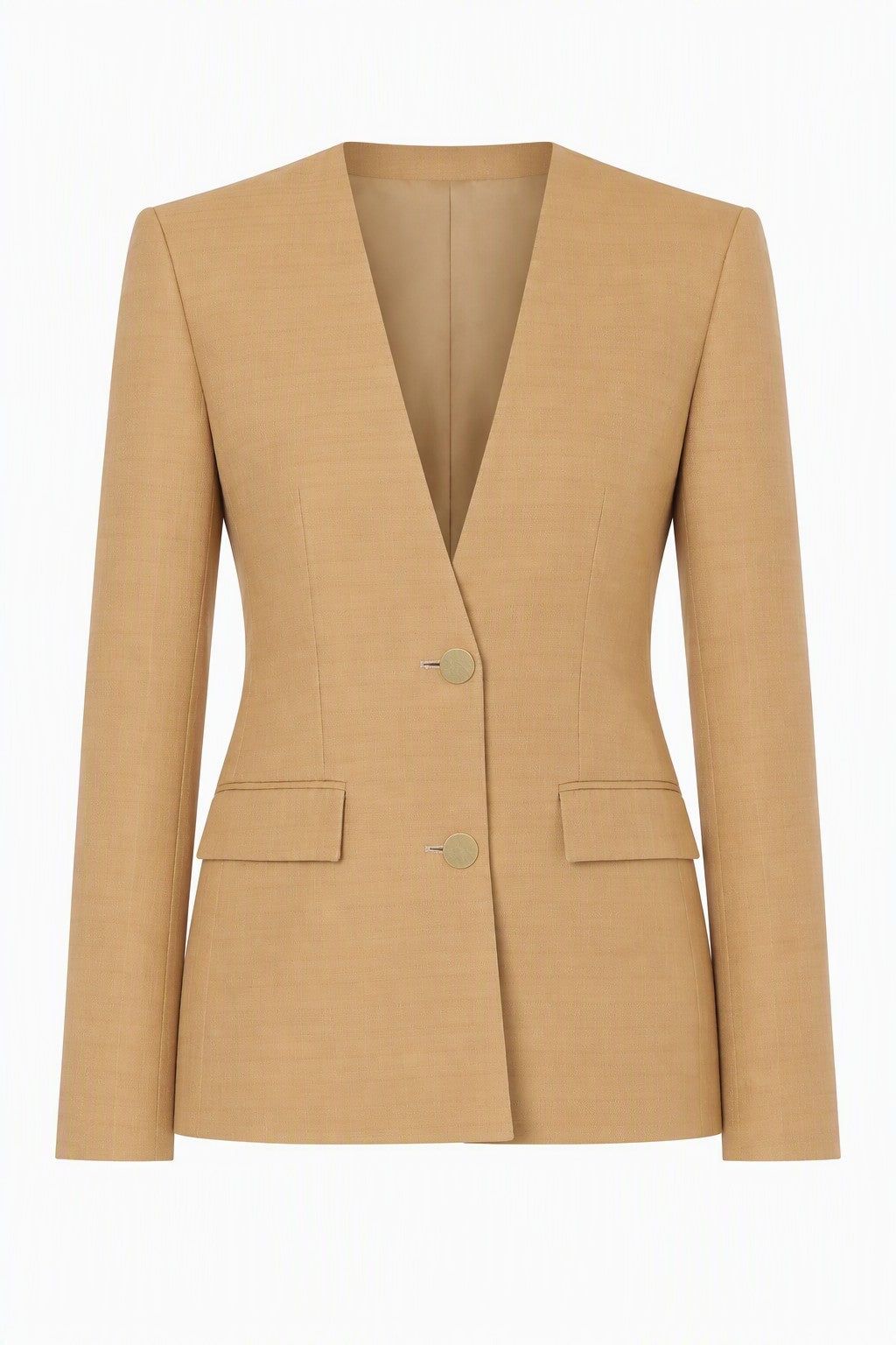 Blazer Ajusté à Décolleté Profond - Beige