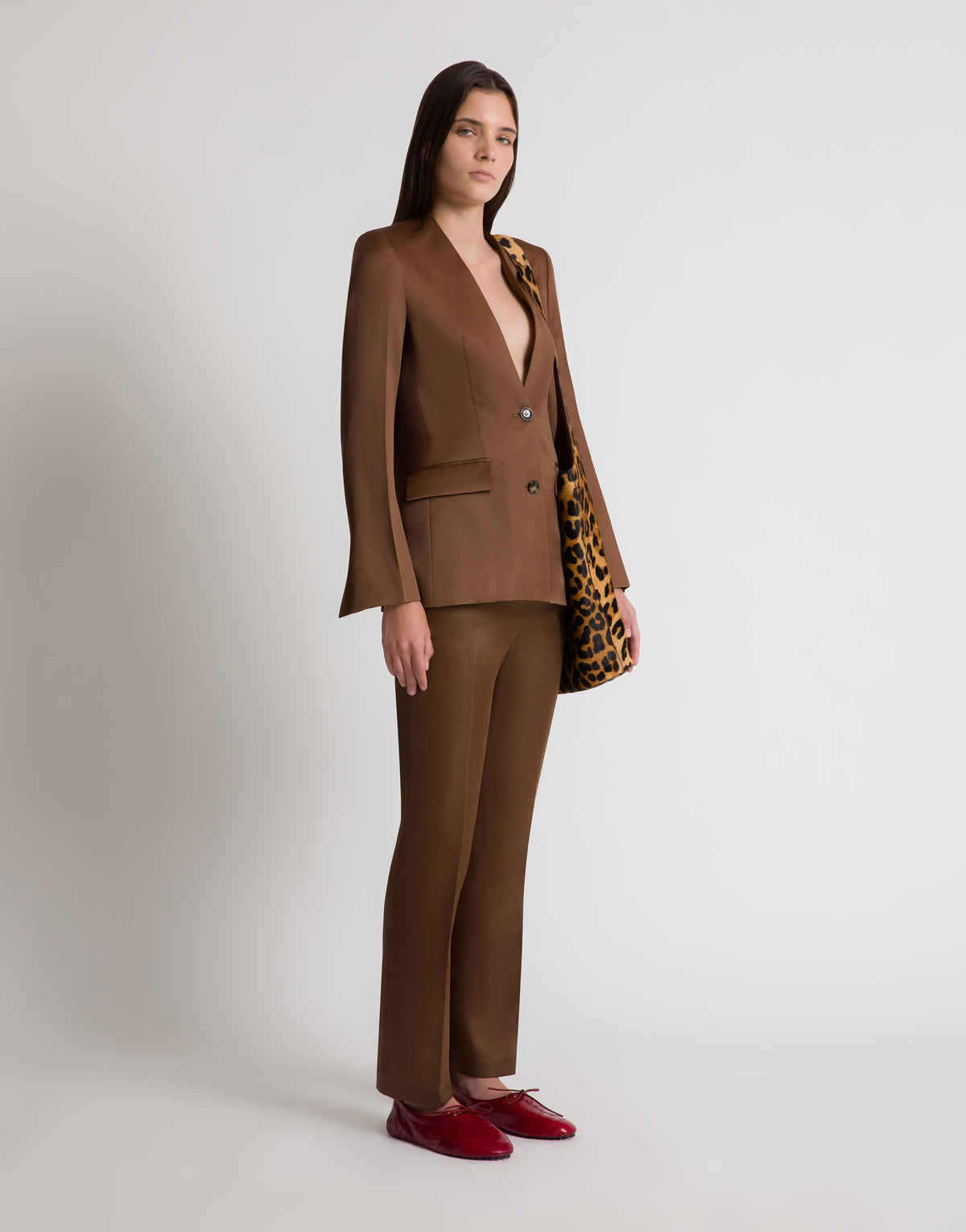 Veste cintrée en triple organza de soie - Brown