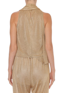 Top en maille lurex dorée avec foulard - Gold