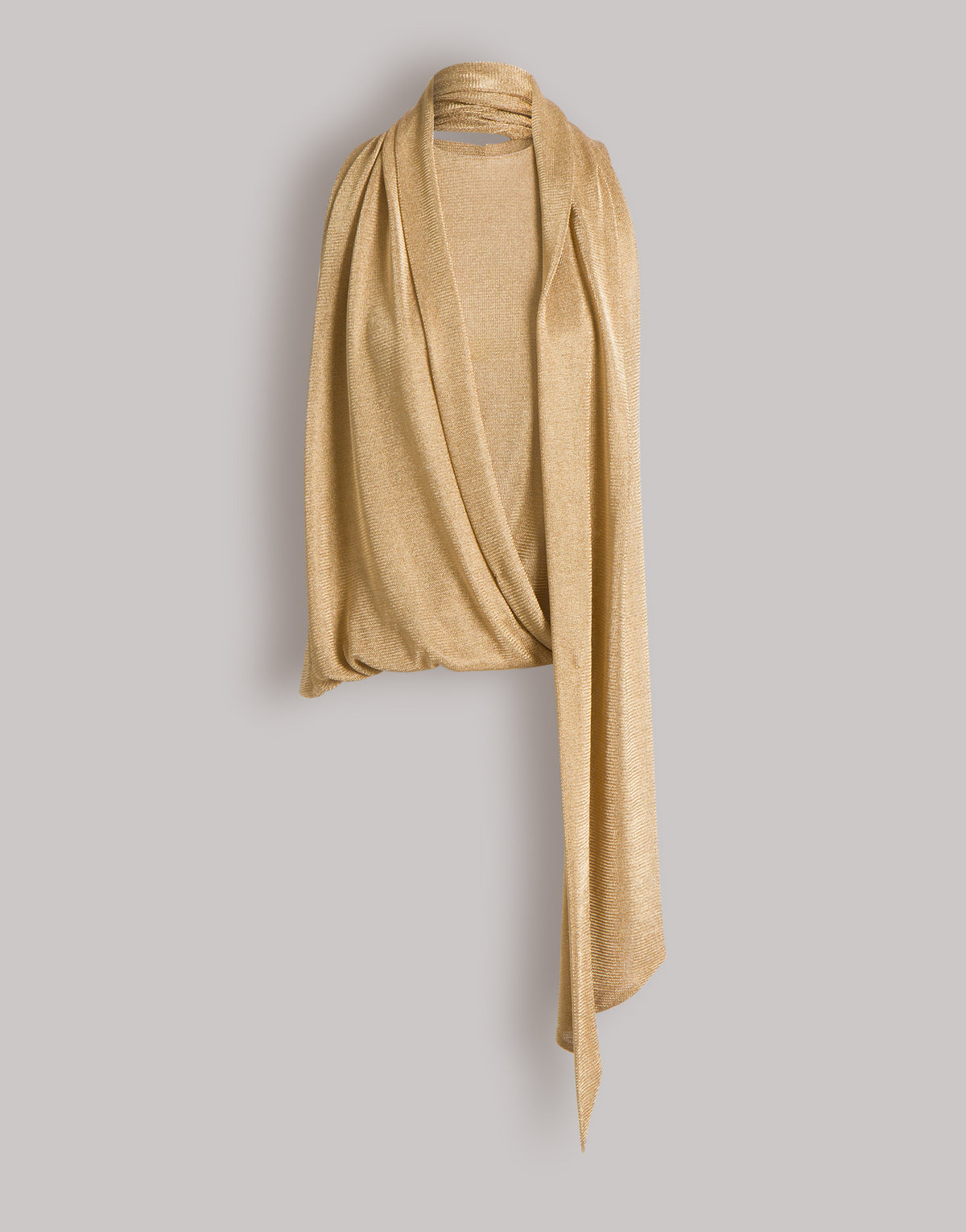 Top en maille lurex dorée avec foulard - Gold