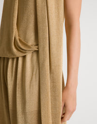 Top en maille lurex dorée avec foulard - Gold