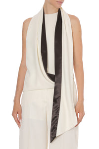 Top avec écharpe en satin - White