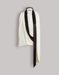 Top avec écharpe en satin - White