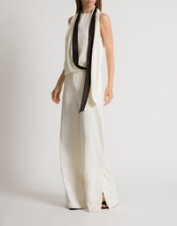 Top avec écharpe en satin - White