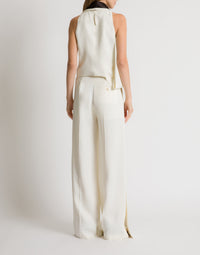 Top avec écharpe en satin - White