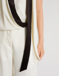 Top avec écharpe en satin - White