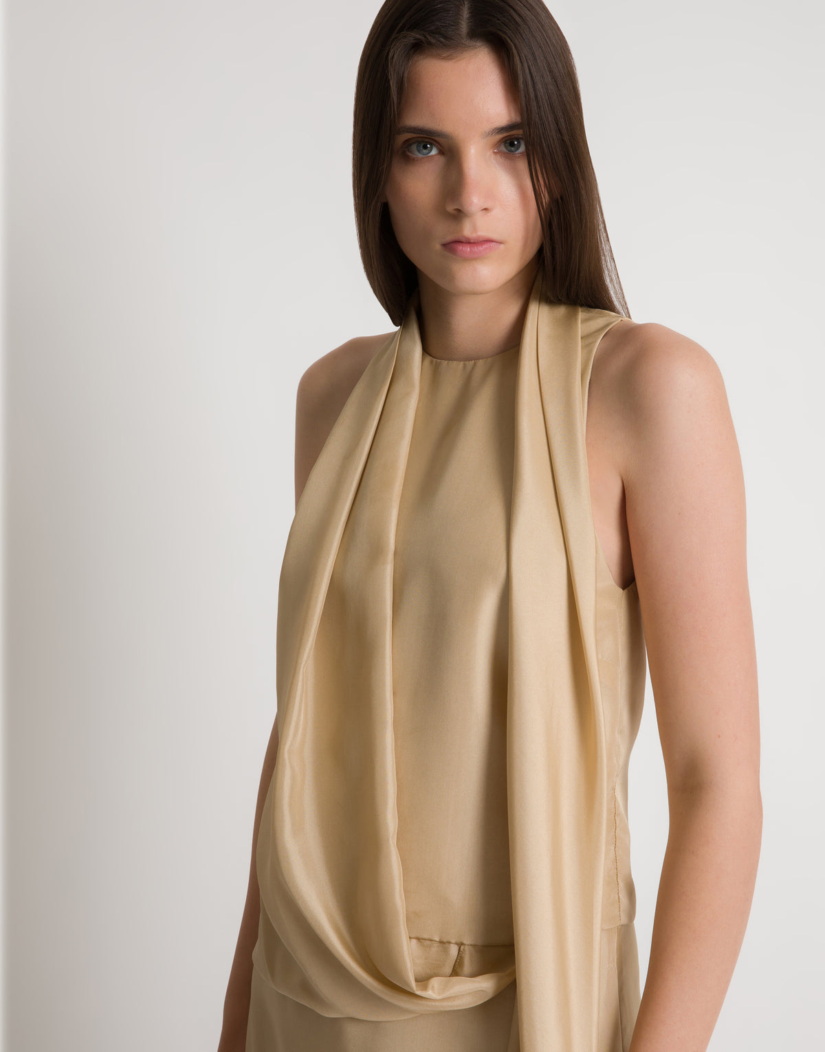 Top en soie  - Beige