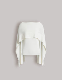 Top en maille à manches cape - White