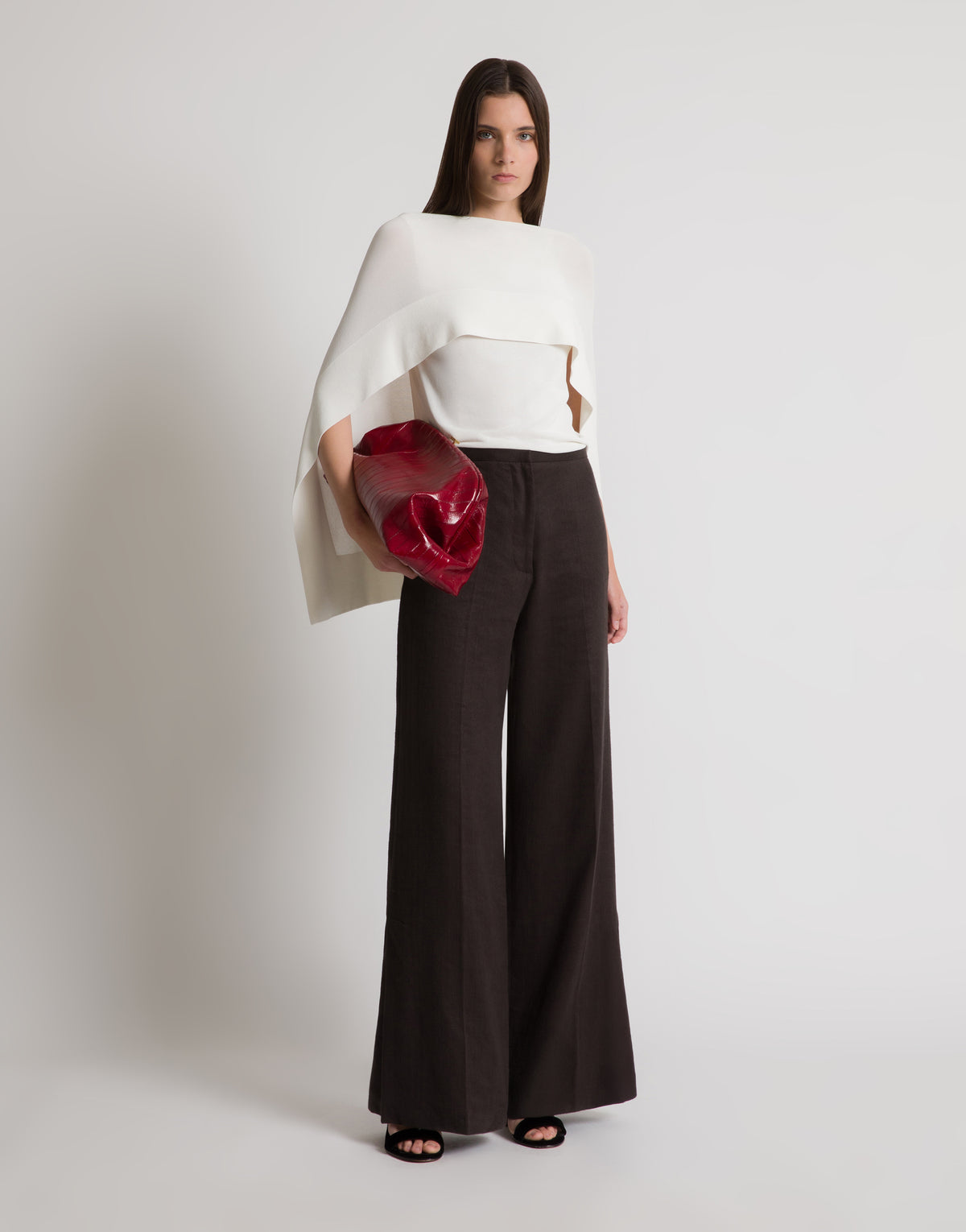 Top en maille à manches cape - White