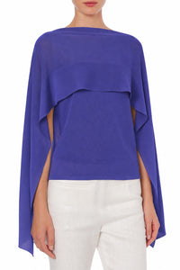Top en maille à manches cape - Blue