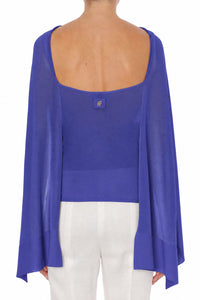 Top en maille à manches cape - Blue