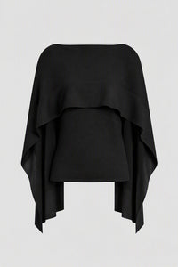 Top en maille à manches cape - Black