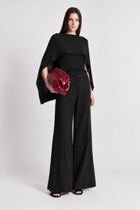 Top en maille à manches cape - Black