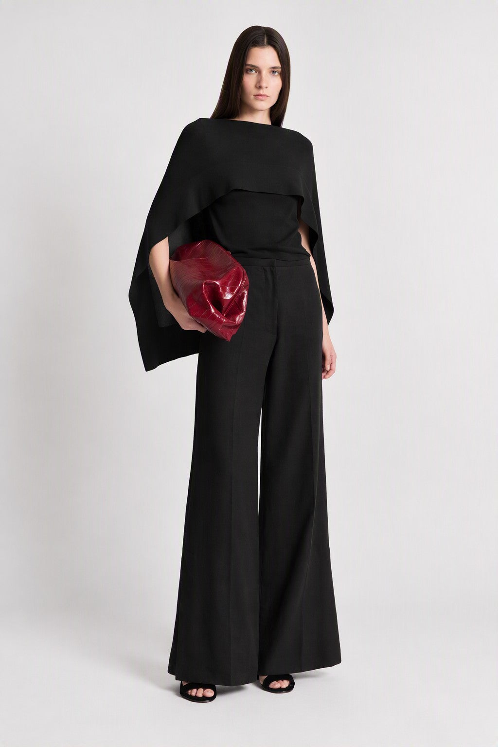 Top en maille à manches cape - Black