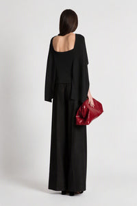 Top en maille à manches cape - Black