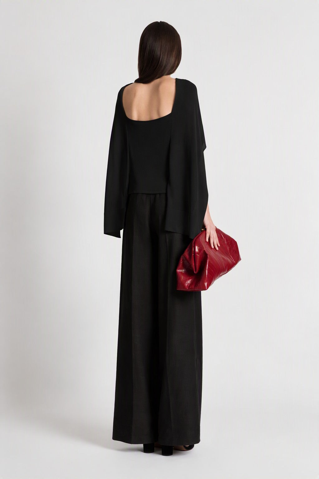 Top en maille à manches cape - Black