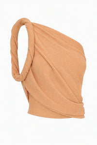 Top Asymétrique Drapé en Maille - Beige