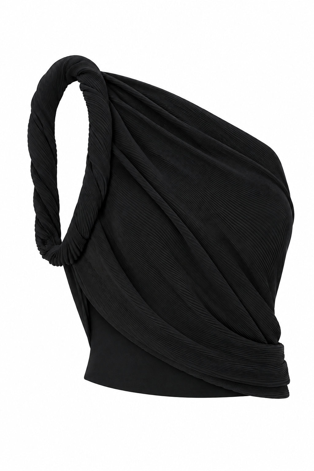 Top Asymétrique Drapé en Maille - Black