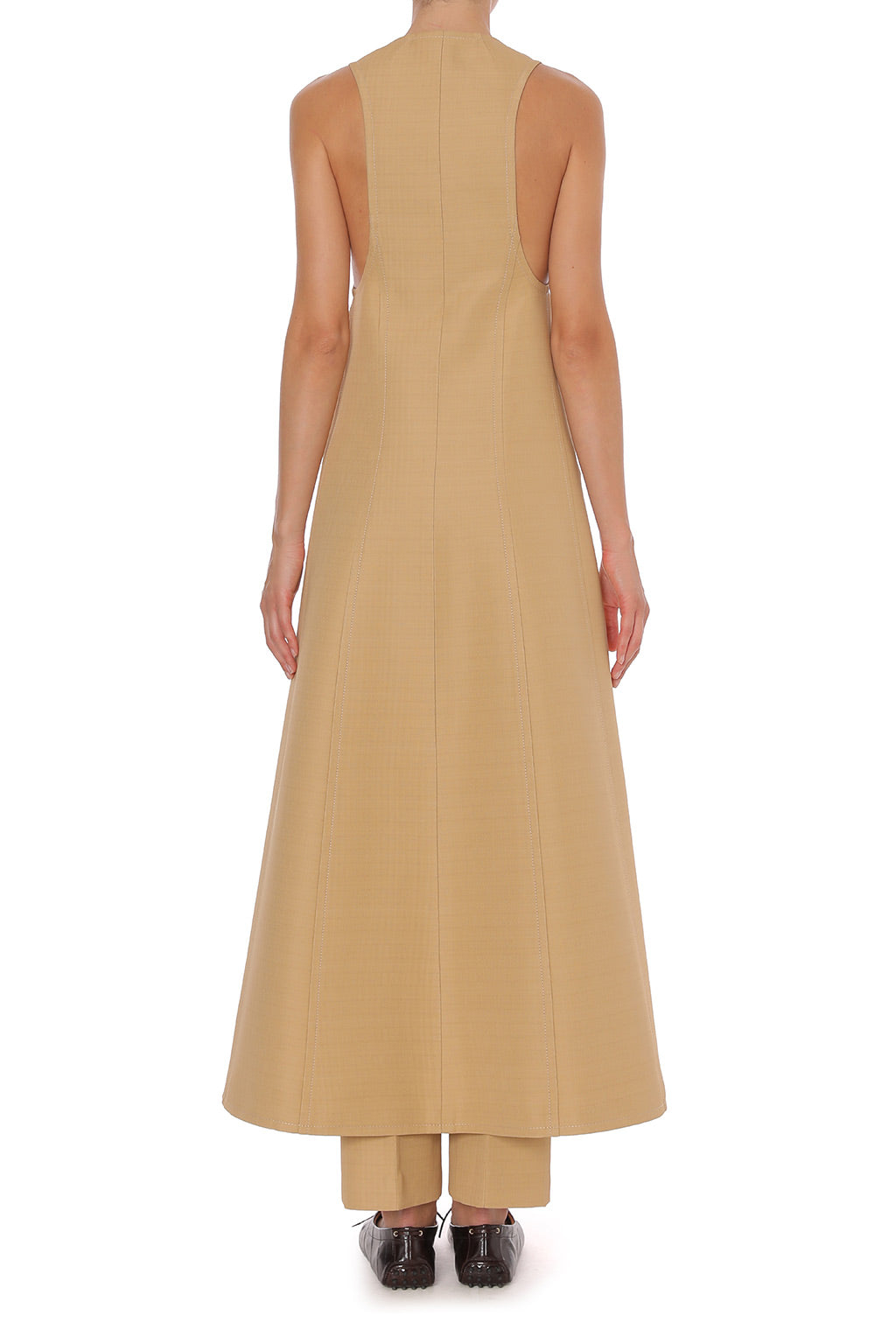 Gilet long en viscose effet malfilé - Beige