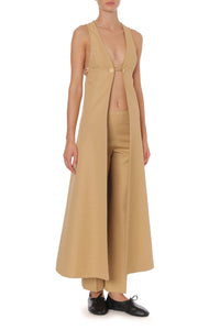 Gilet long en viscose effet malfilé - Beige