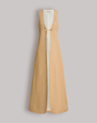 Gilet long en viscose effet malfilé - Beige