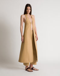 Gilet long en viscose effet malfilé - Beige