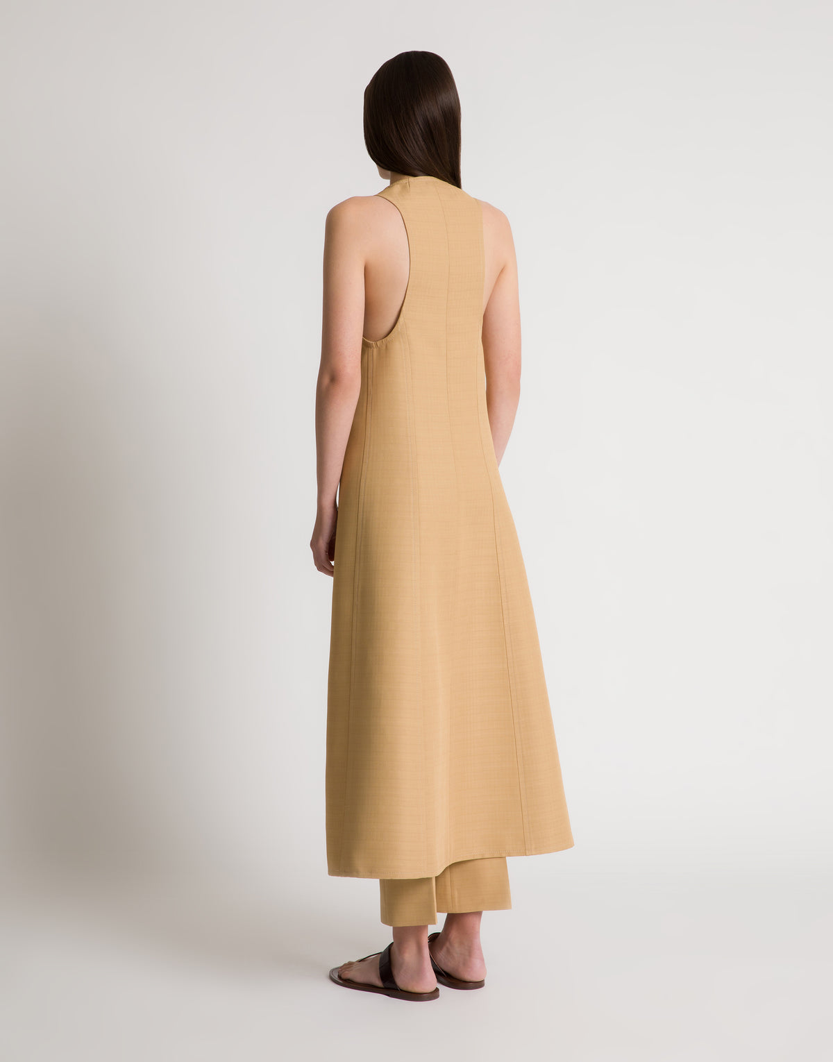 Gilet long en viscose effet malfilé - Beige