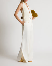 Gilet brodé avec dos nu - Ivory