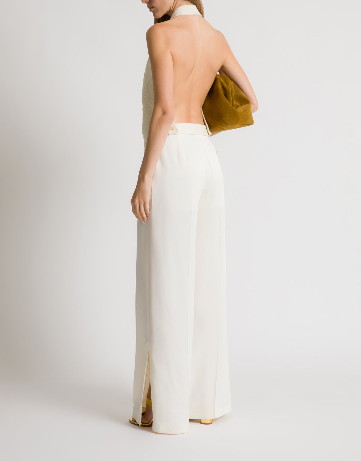 Gilet brodé avec dos nu - Ivory