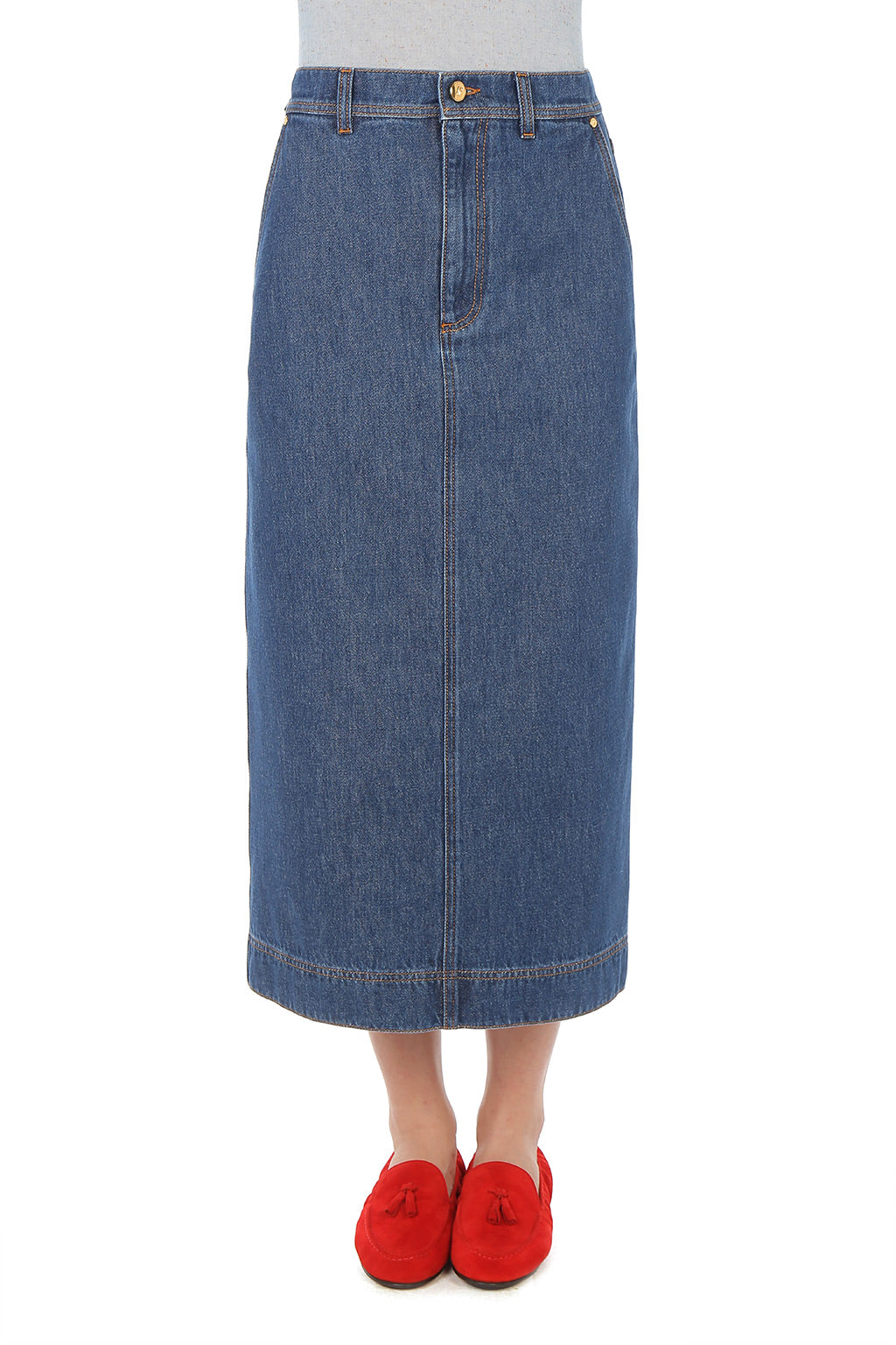 Jupe midi en denim - Light blue