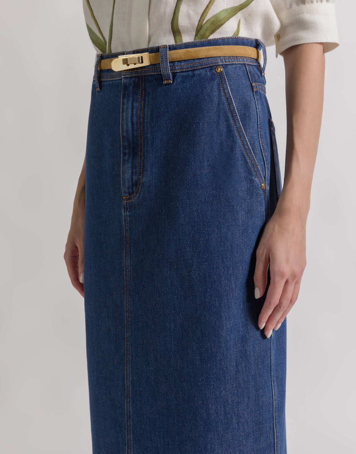 Jupe midi en denim - Light blue