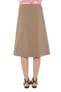 Jupe midi en coton utilitaire - Brown