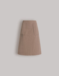 Jupe midi en coton utilitaire - Brown