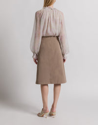 Jupe midi en coton utilitaire - Brown
