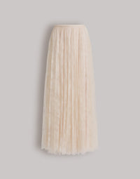 Jupe longue en dentelle plissée - Ivory