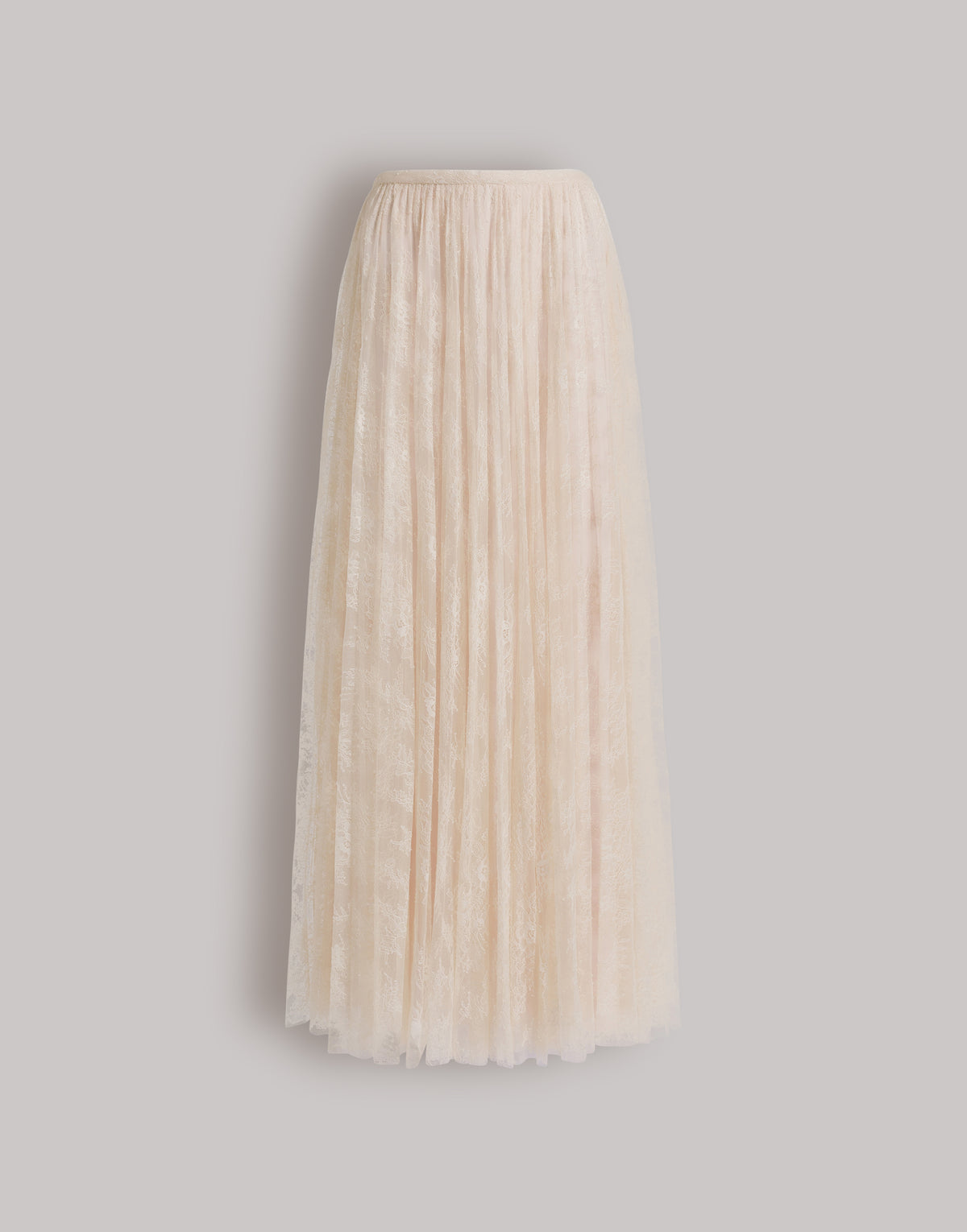 Jupe longue en dentelle plissée - Ivory