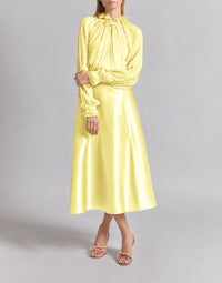 Jupe ample en organza de soie - Yellow