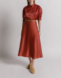 Jupe ample en organza de soie - Red